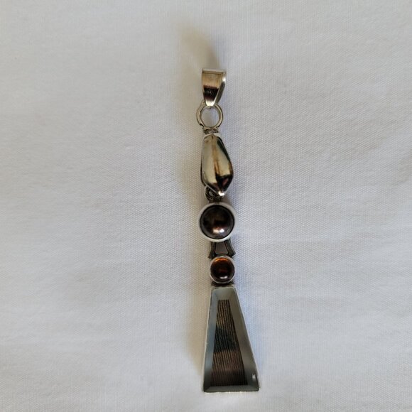 Vintage Sterling Silver Pendant 3-Gem Stones JLR - Picture 3 of 10